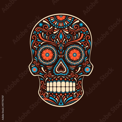 Ornamental colorful sugar skull