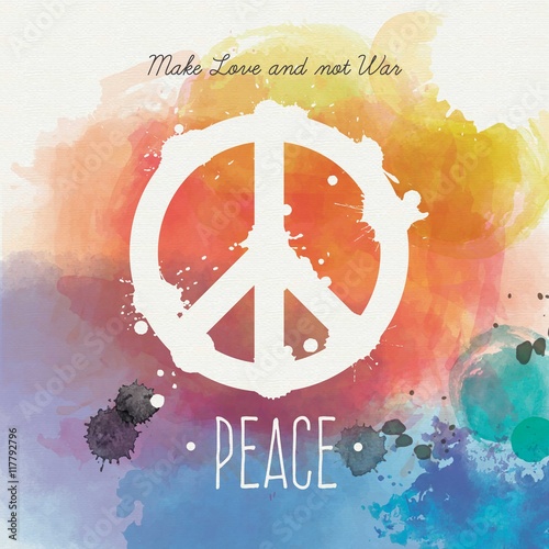 Watercolor peace card in colorful style