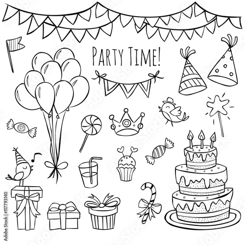 hand drawn birthday doodles