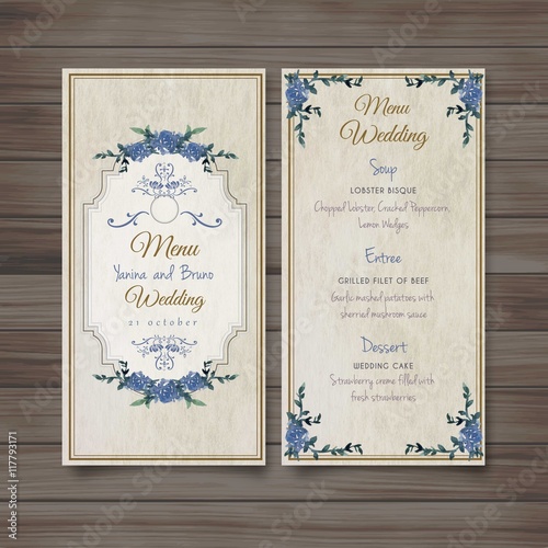 old fashioned wedding menu
