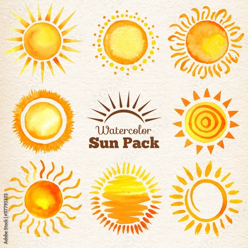Watercolor suns pack