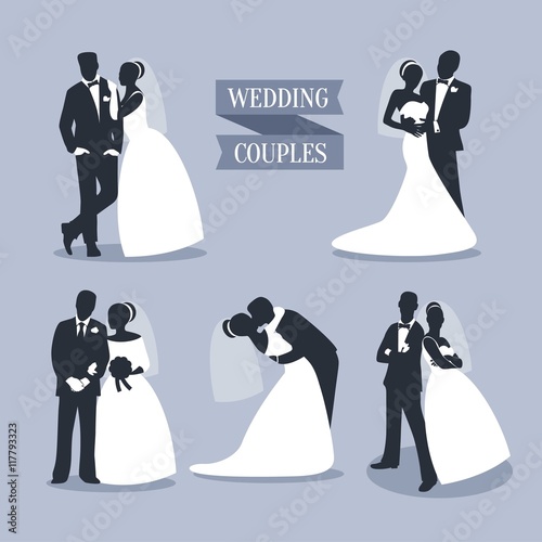 Wedding Couples Silhouettes Set