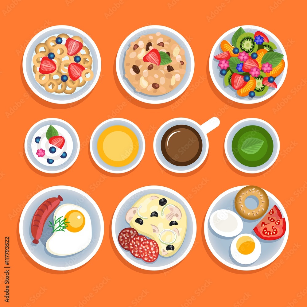 Variety of breakfasts Variety of breakfasts
