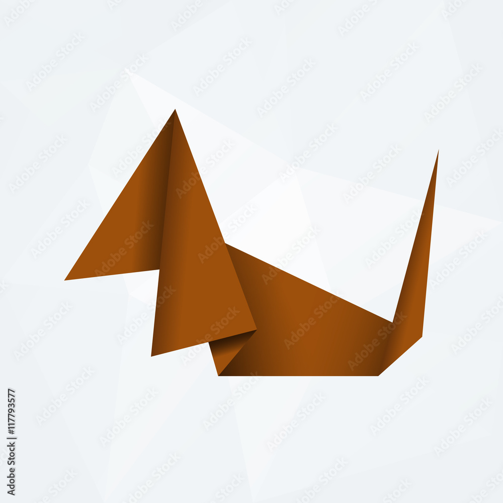brown simple paper origami dog od white paper background eps10 brown simple paper origami dog od white paper background eps10