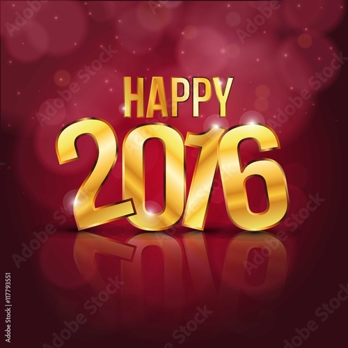 Happy 2016 background with golden letters