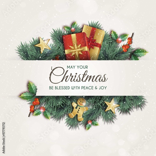 Christmas greeting card with garlands