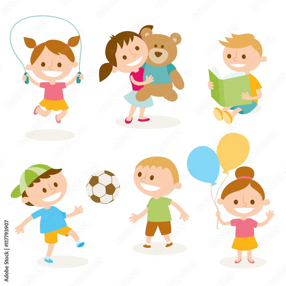 Cute illustration of kids playing