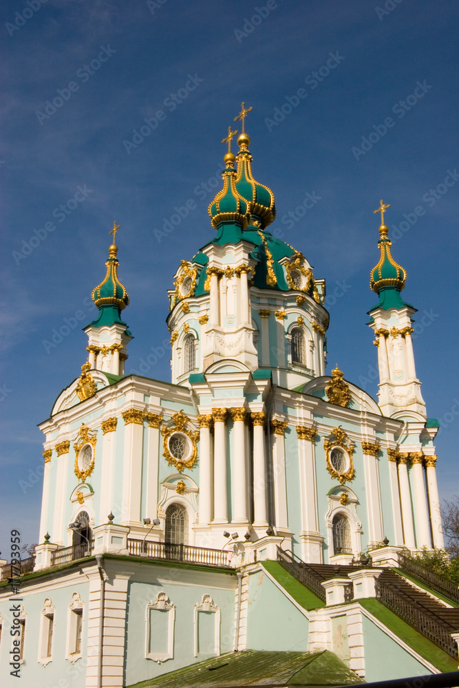 Beautiful baroque St. Andrew's Church. Kiev, Ukraine