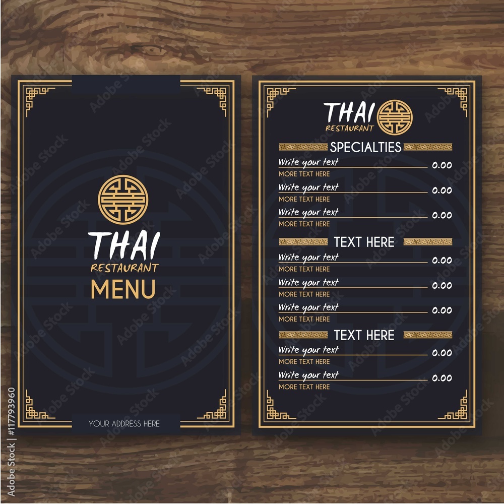 Thai menu template - obrazy, fototapety, plakaty 