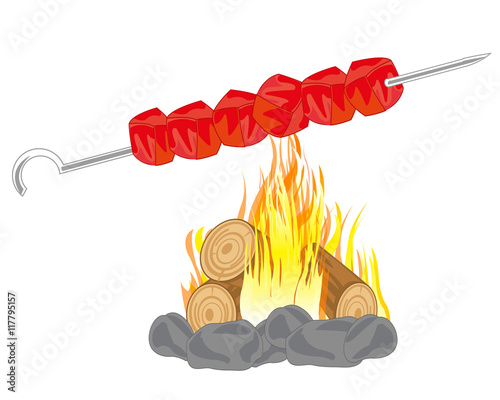 Shish kebab on campfires