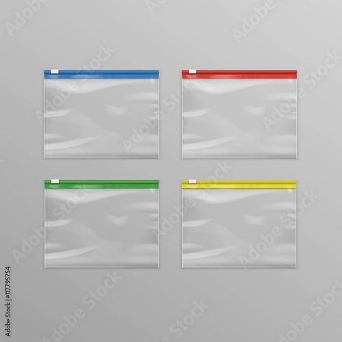 Red Blue Green Yellow Sealed Empty Transparent Plastic Zipper Bags