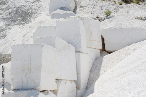 Fototapeta Naklejka Na Ścianę i Meble -  Marble quarry, big white blocks of raw marble