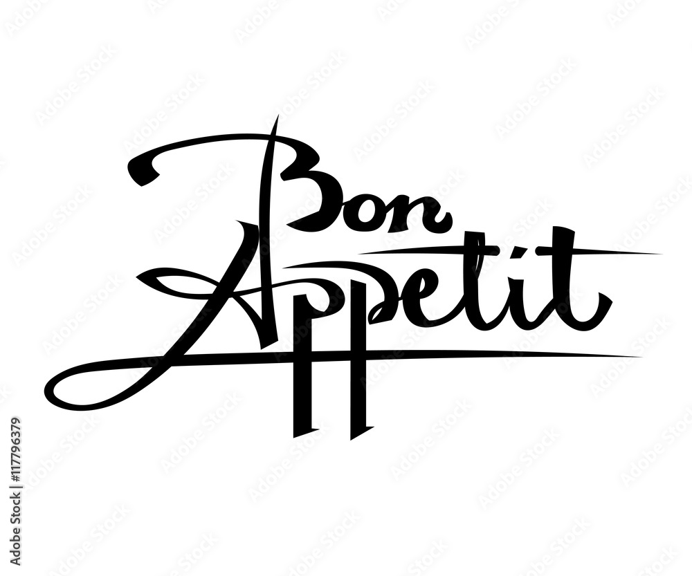 Bon Appetit Black lettering on a white background. Stock vector