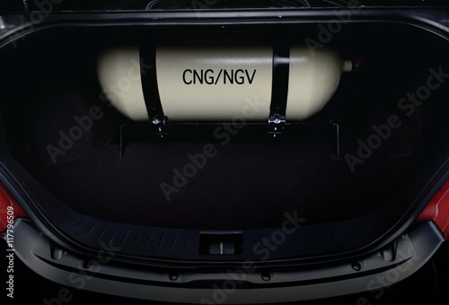 CNG/NGV tank inside car trunk.
 photo