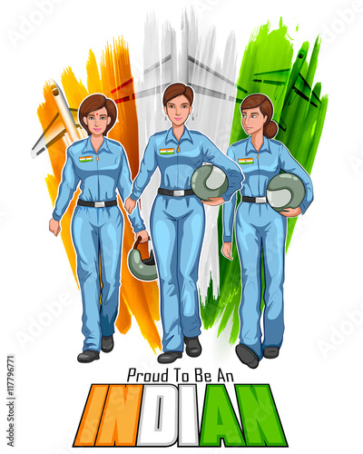 Women pilot on Indian background showing developing India
