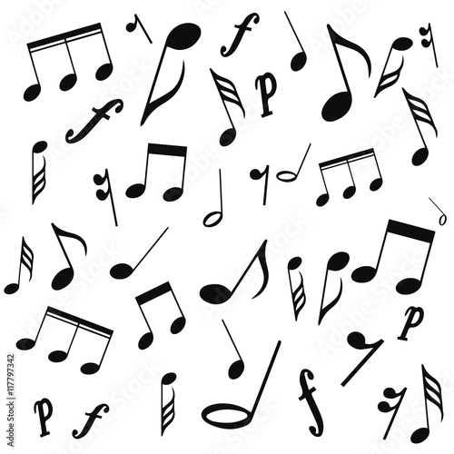 musical symbols, musical notes, treble clef, vector, on a white background. vector illustration pattern for website design or print