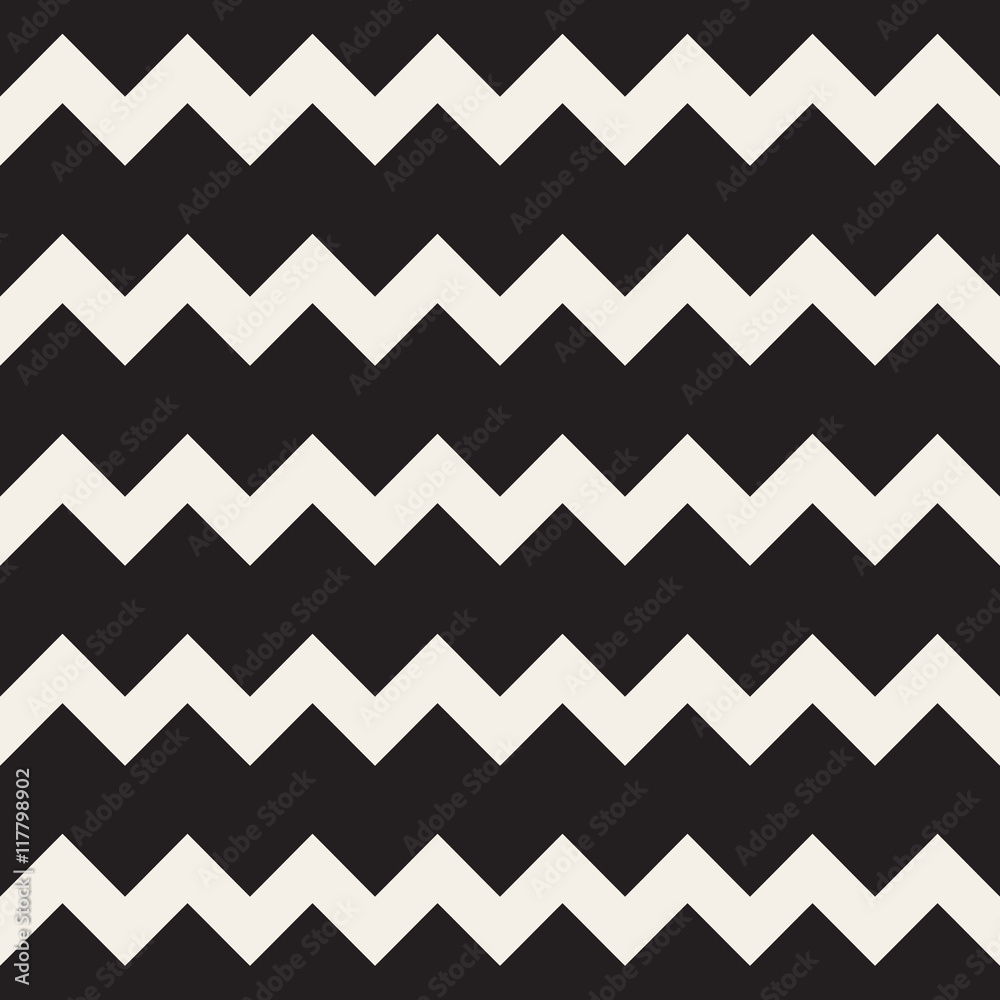 Vector Seamless Black and White ZigZag Horizontal Lines Geometric Pattern Vector Seamless Black and White ZigZag Horizontal Lines Geometric Pattern