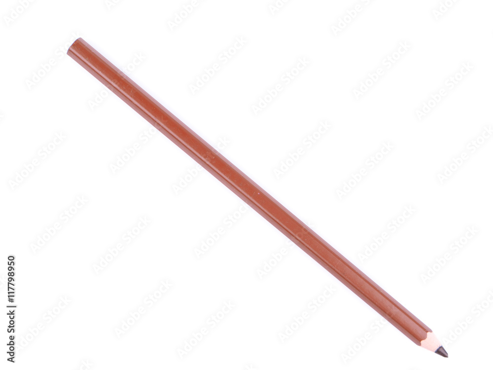 brown pencil on a white background brown pencil on a white background