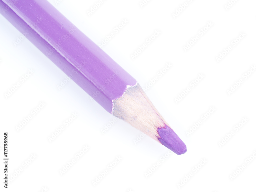 Purple pencil on a white background