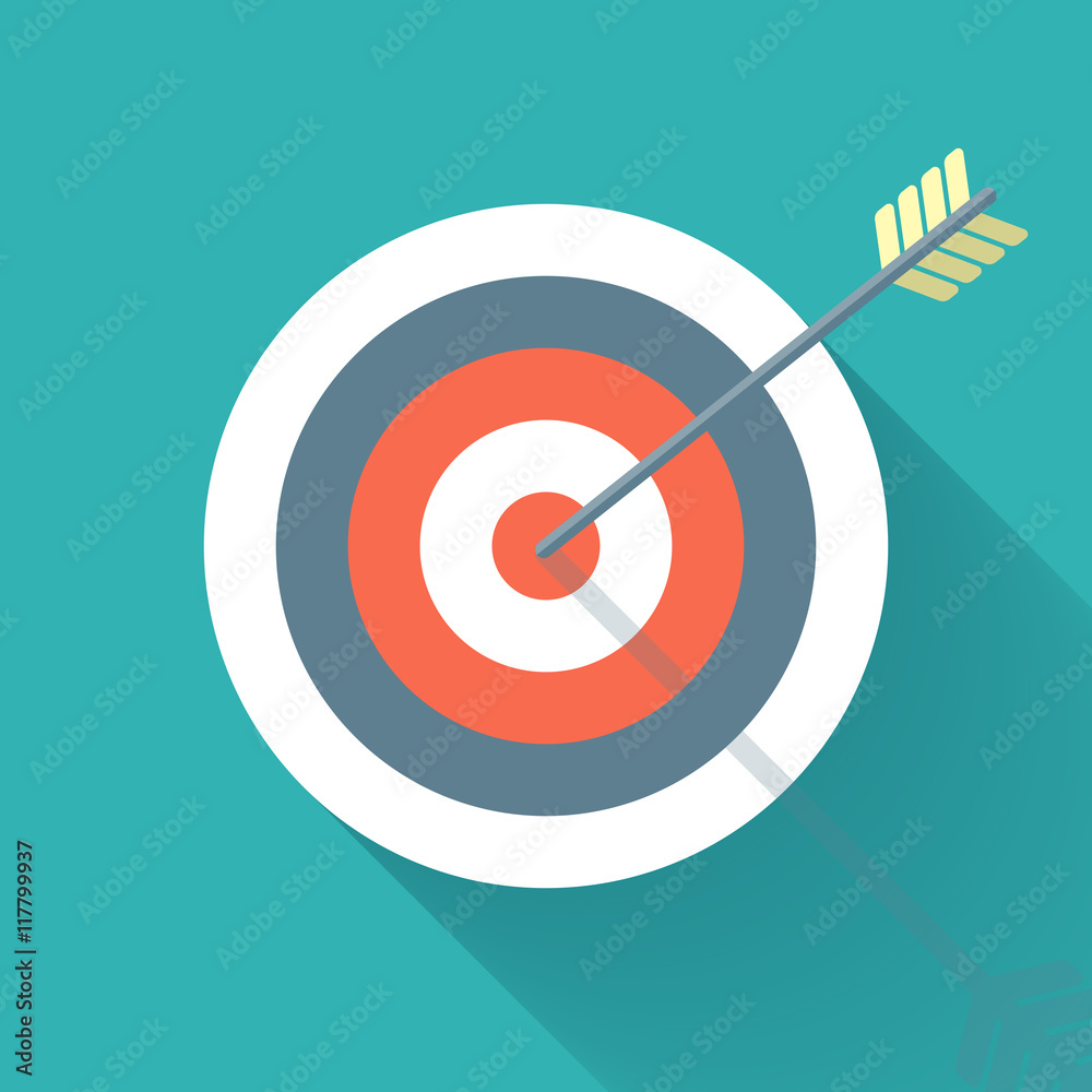 Aiming concept, the arrow in bulls eye