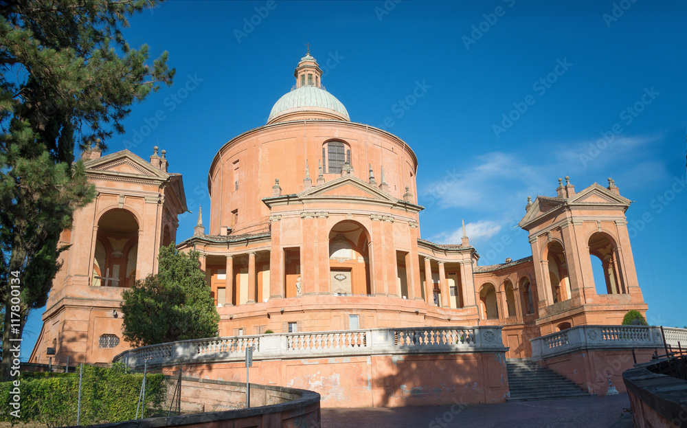 BOLOGNA, ITALY - AUGUST 8: Sanctuary of the Madonna di San Luca on August 8, 2016 in Bologna. It was constructed in 1723 using the designs of Carlo Francesco Dotti.