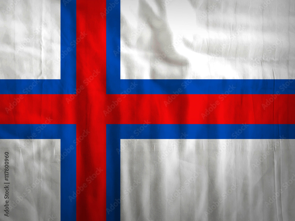 Naklejka premium Fabric Faroe Islands flag background
