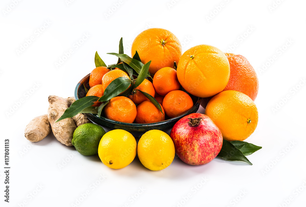Fresh fruits and juice isolated on white background Fresh fruits and juice isolated on white background