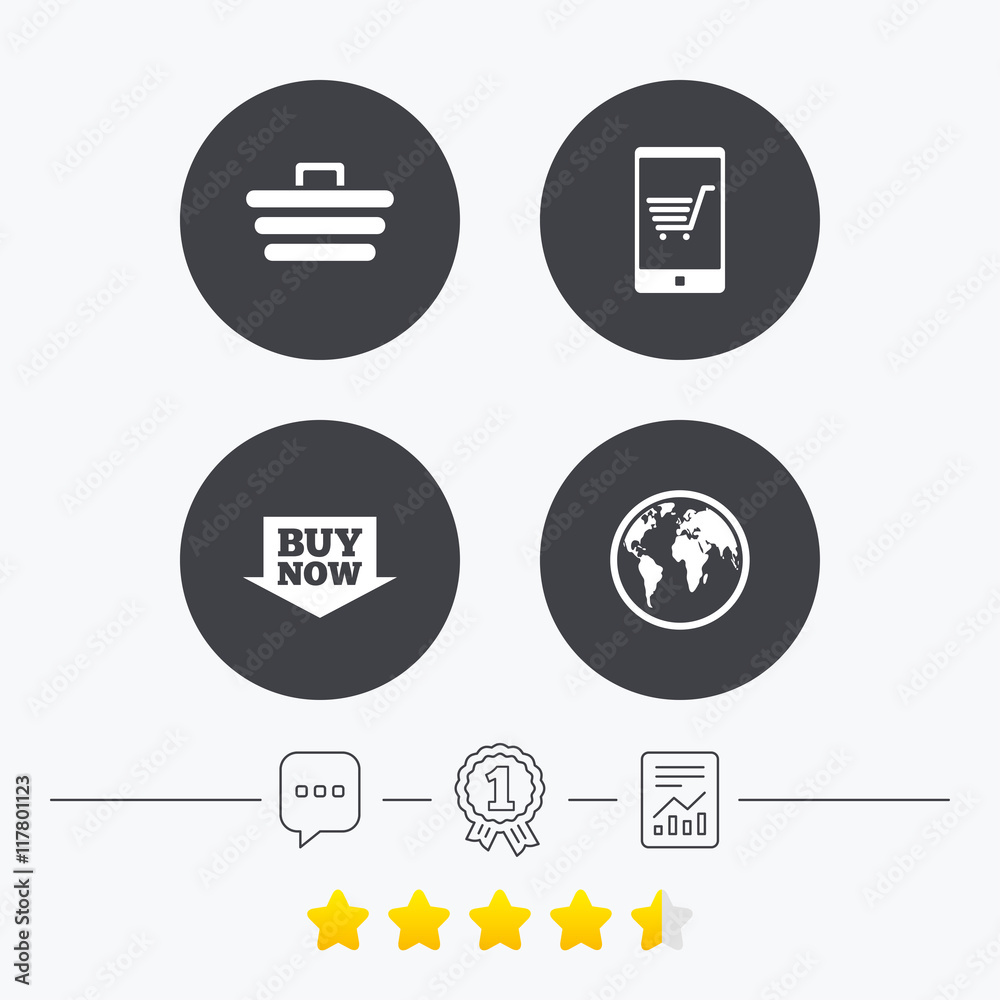 Online shopping icons. Smartphone, cart, buy.