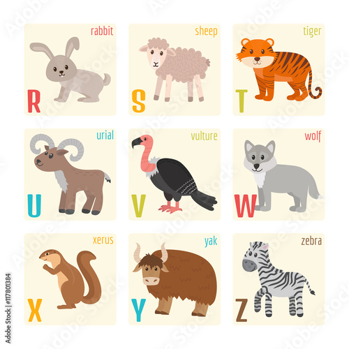 Wallpaper Mural Cute zoo alphabet with animals in cartoon style. Rabbit, sheep, Torontodigital.ca