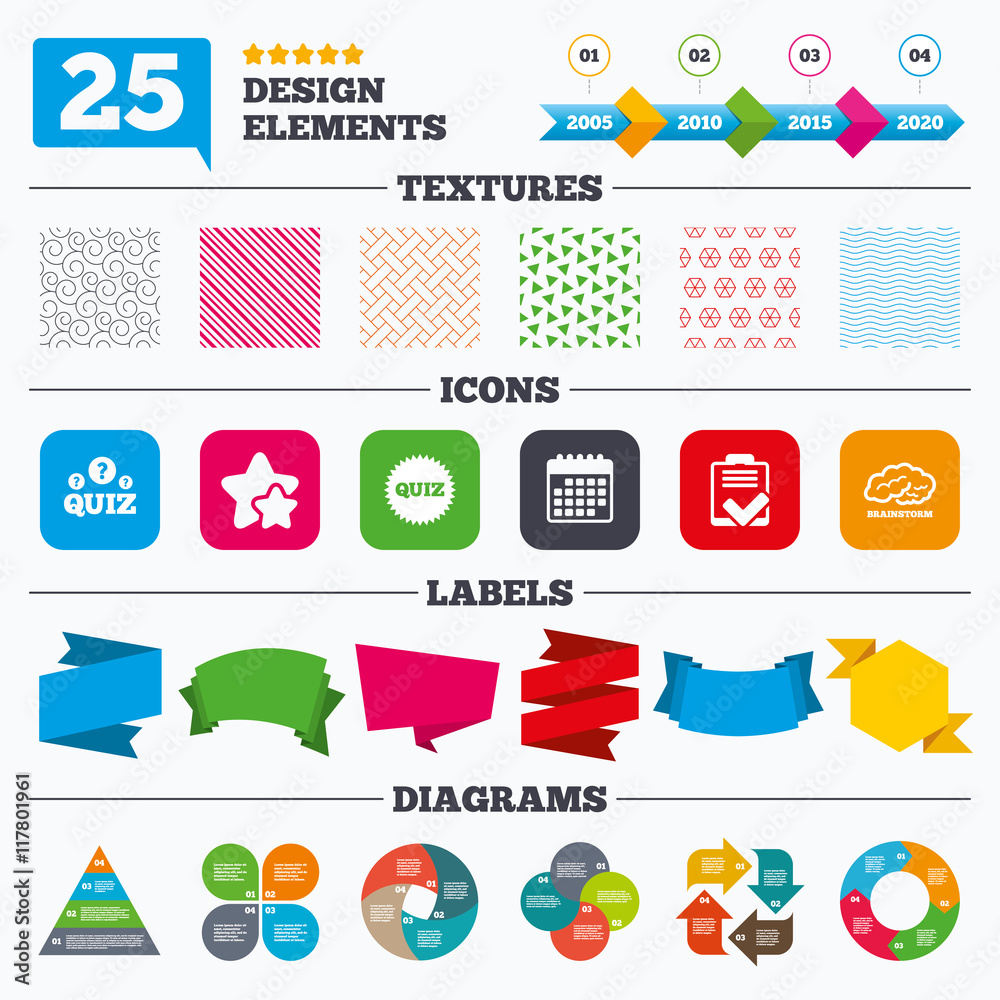 Obraz premium Quiz icons. Checklist and brainstorm symbols.