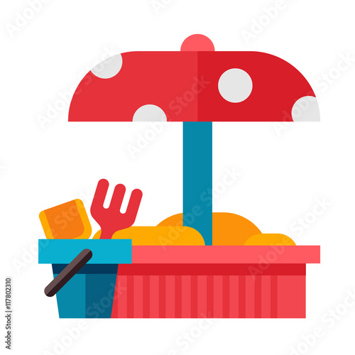 Illustration of a sandbox in flat style.