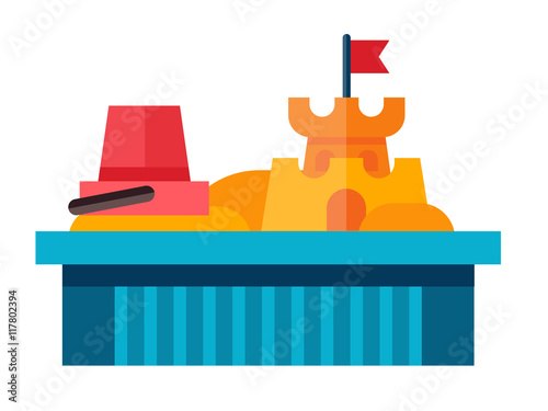 Illustration of a sandbox in flat style.