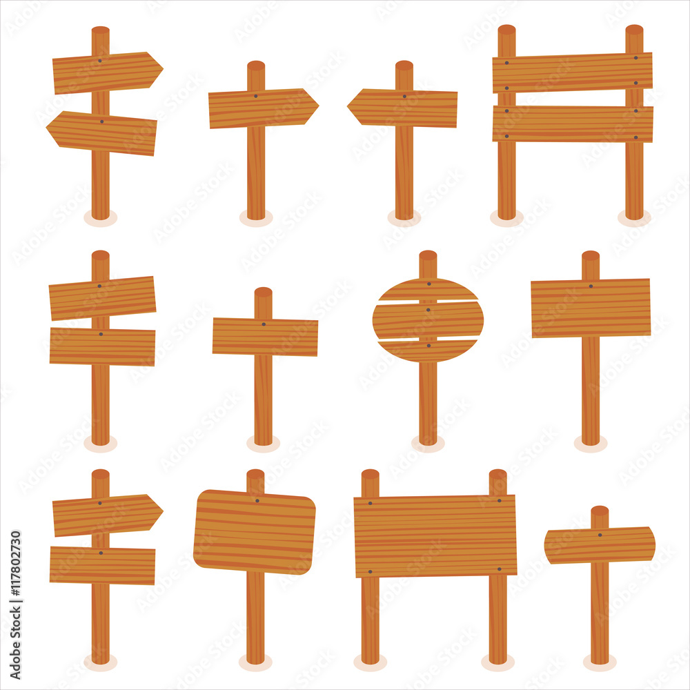 Wooden signs vector set Wooden signs vector set