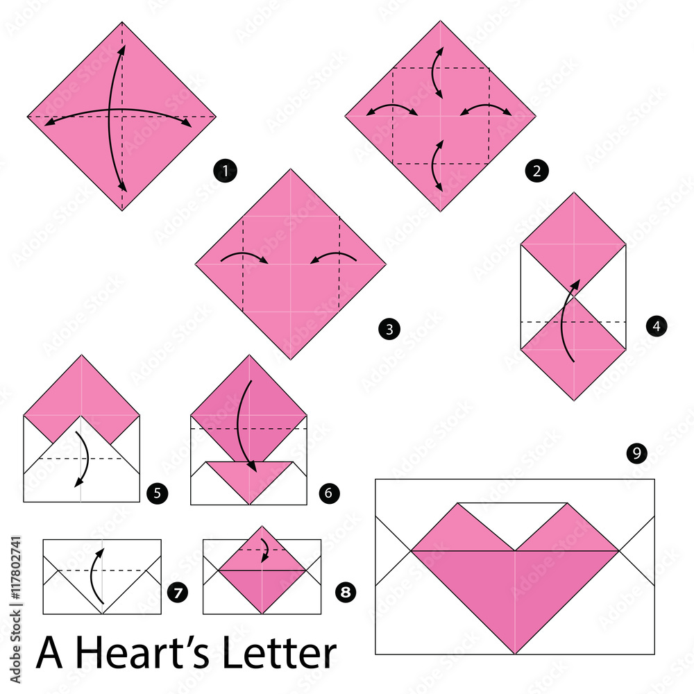 Step by step instructions how to make origami A Letter. Stock Vector |  Adobe Stock