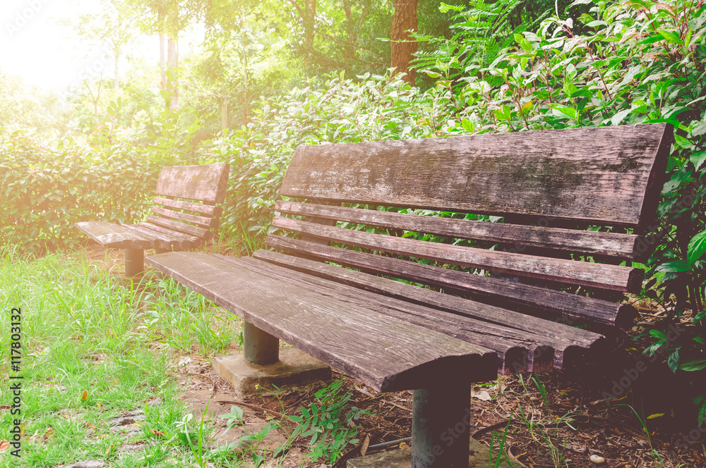 Wooden Bench In Public Park Wooden Bench In Public Park