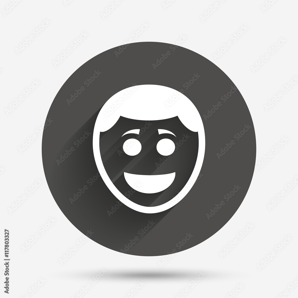 Smile face icon. Smiley with hairstyle symbol. Smile face icon. Smiley with hairstyle symbol.