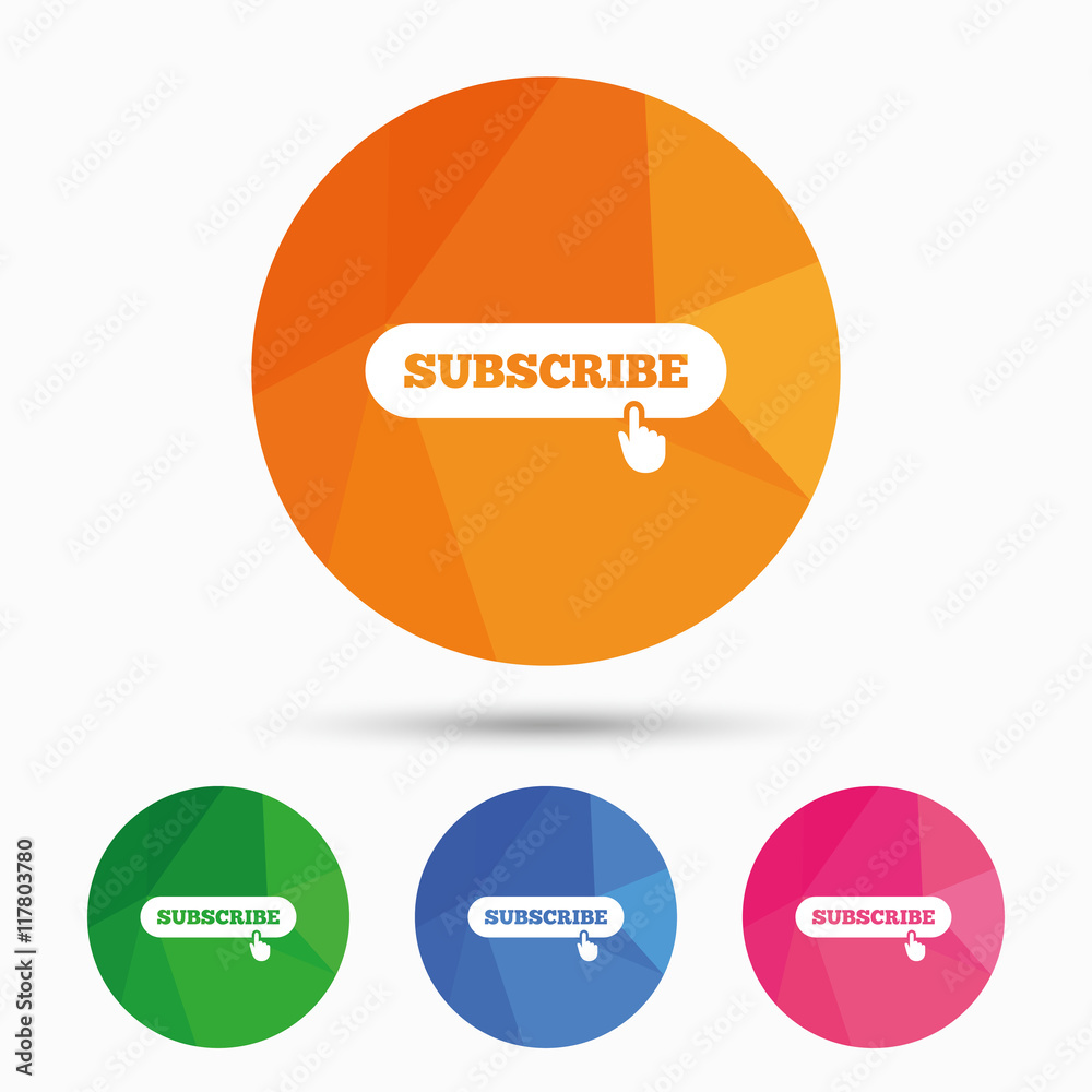 Subscribe with hand pointer icon. Membership Subscribe with hand pointer icon. Membership