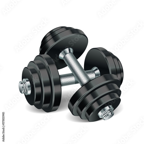 Metal realistic dumbbells