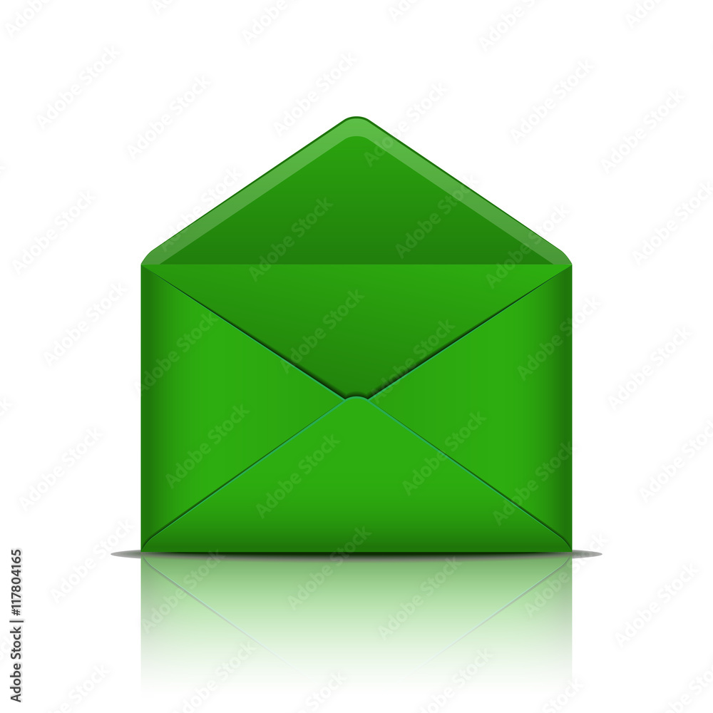 Green open envelope isolated on white background. Green open envelope isolated on white background.