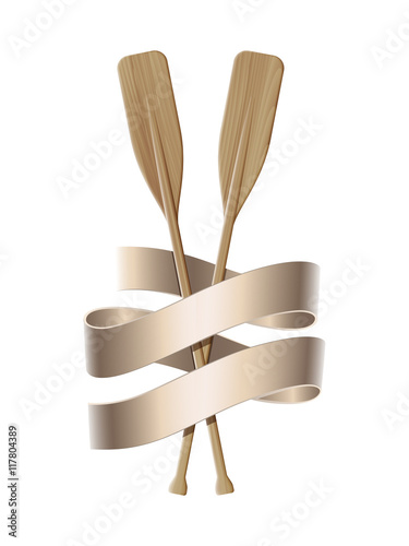 Two wooden paddles. Sport oars.
