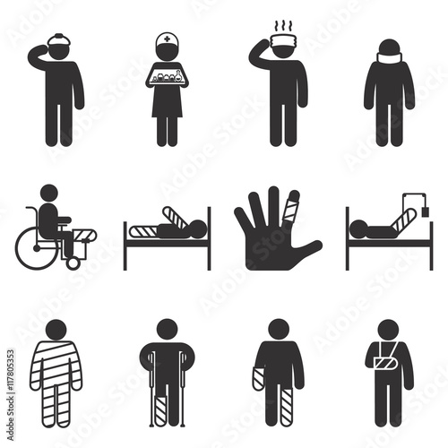Injury icons. Trauma and sickness