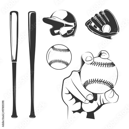 Vector elements for baseball club labels