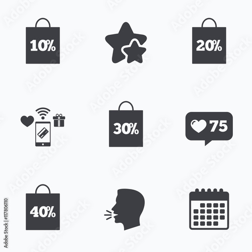 Sale bag tag icons. Discount symbols.