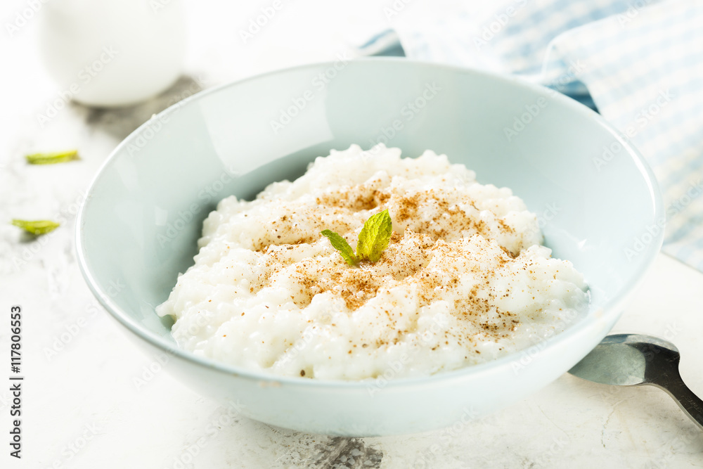 Rice dessert or Milchreis with cinnamon Rice dessert or Milchreis with cinnamon