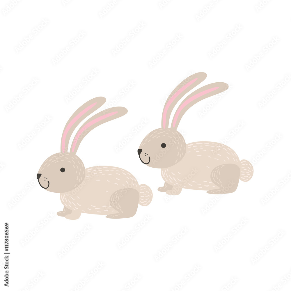 Fototapeta premium Two White Bunnies Sitting