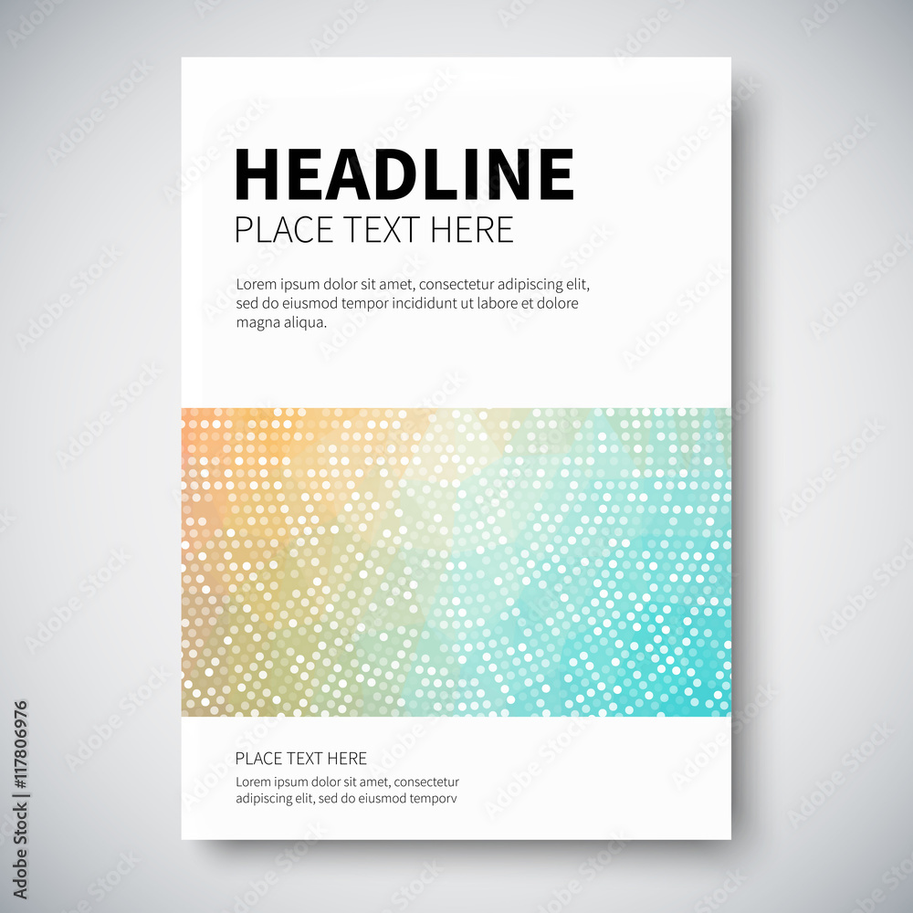 Cover design with abstract dotted colorful geometry
