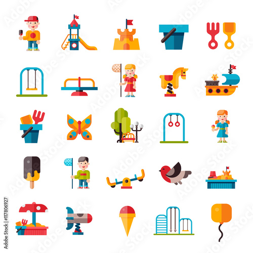 Children playground in flat style