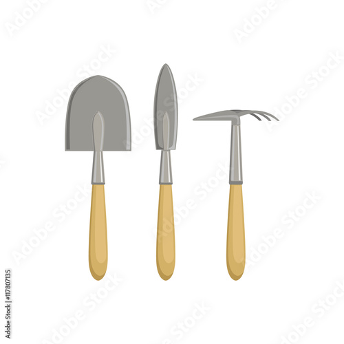 Set Of Gardening Instruments With Spade And Chopper
