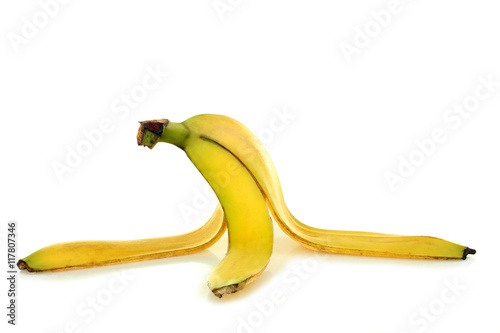 banana peel on white isolated background
