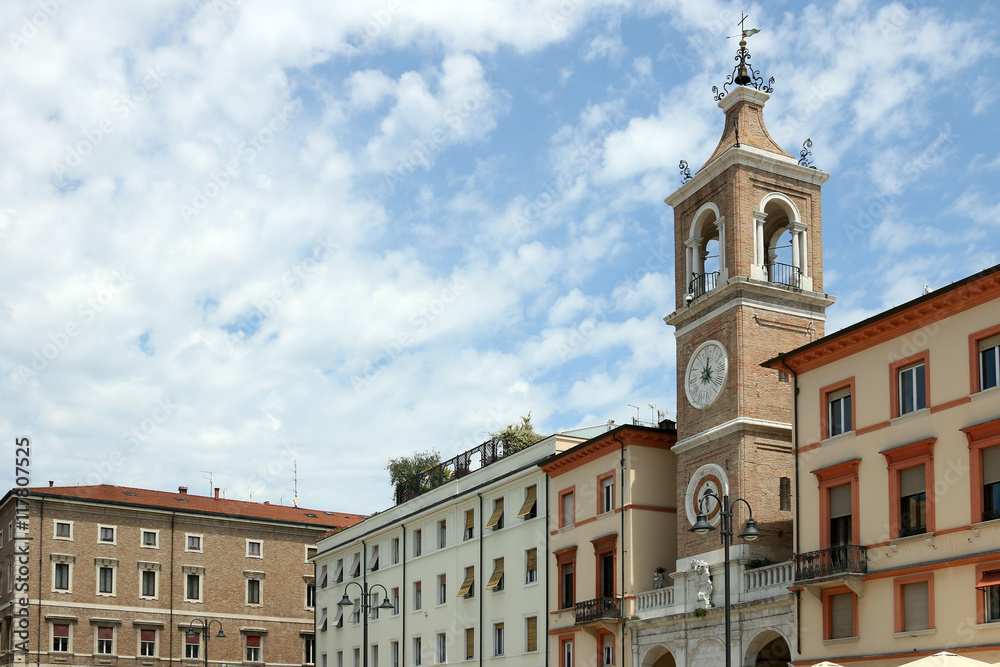 clock tower Piazza Tre Martiri Rimini Italy
